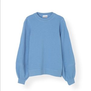GANNI ISOLI BALLOON SLEEVE CREWNECK SWEATSHIRT TOP
